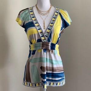 BCBGMaxAzria V-neck Empire Waist Blouse